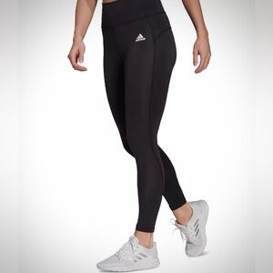 Adidas Black Leggings with Subtle Floral Detail